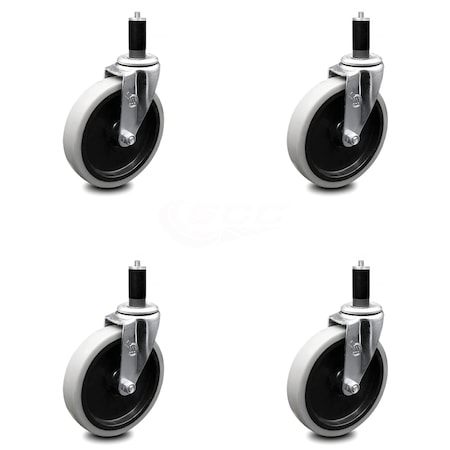 Service Caster 5 Inch Thermoplastic Rubber Wheel 1-1/5 Inch Expanding Stem Caster SCC, 4PK SCC-EX05S510-TPRS-114-4